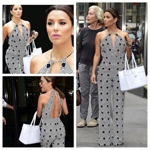 Diane Von Furstenberg Monochrome Patterned Jumpsuit Size 4